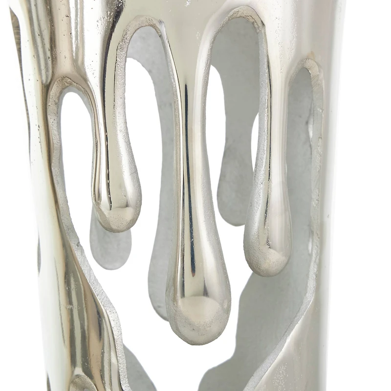 Silver Aluminum Melting Drip Vase Set