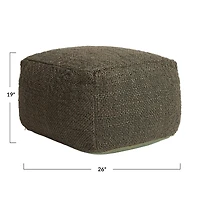Hello Honey® 26" Olive Green Handwoven Jute & Cotton Pouf Ottoman