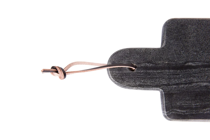 Hello Honey® 15" Rectangular Black Marble Cutting Board with Leather Strap