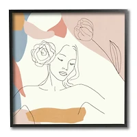 Stupell Industries Female Figure Linework Wall Art in Black Frame