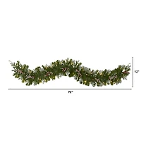 6ft. LED Snow Tipped Berries & Pine Christmas Garland