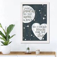 To the Moon and Back Mom White Framed Canvas
