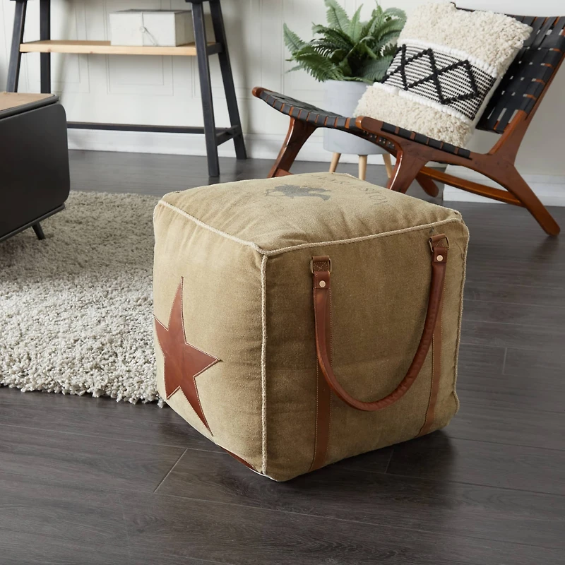 Brown Canvas Rustic Stool