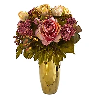 19" Peony Arrangement in Gold Vase