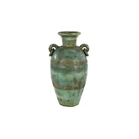 23" Green Ceramic Rustic Vase