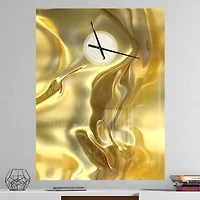 Designart 'Golden Cloth Texture Modern Rectangular Wall Clock