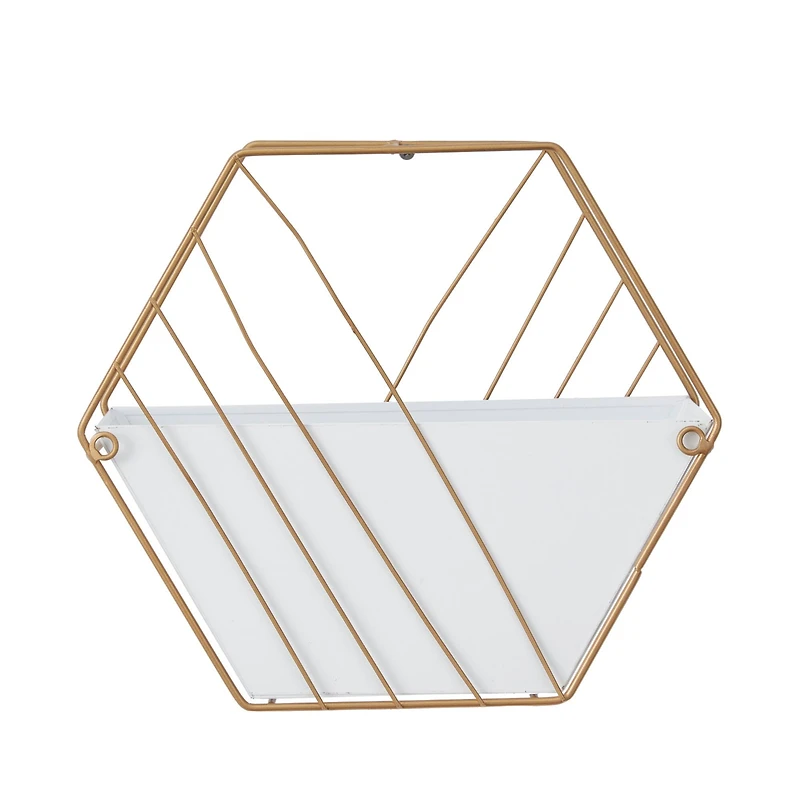 CosmoLiving by Cosmopolitan Set of 2 White Iron Contemporary Planter, 10" x 12" x 5"