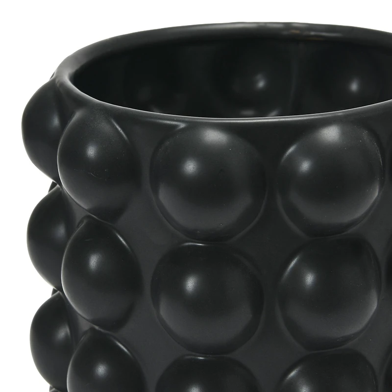 Hello Honey® 9" Black Stoneware Planter with Raised Dots