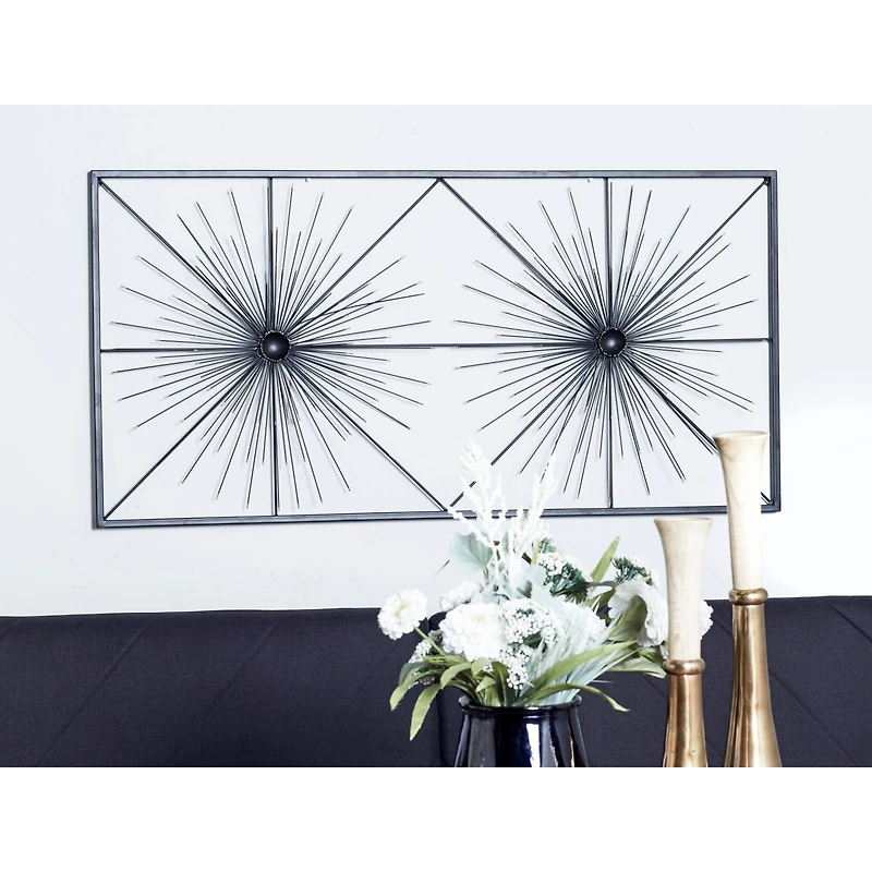 Black Starburst Twins Metal Wall Art