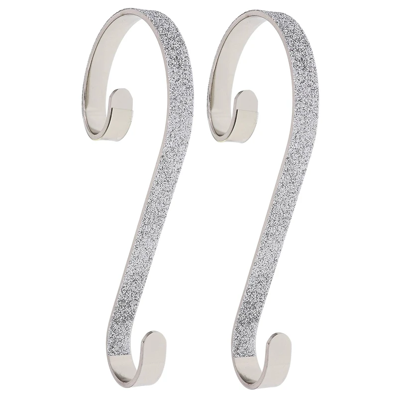 Haute Decor Stocking Scroll® Silver Glitter Stocking Holders