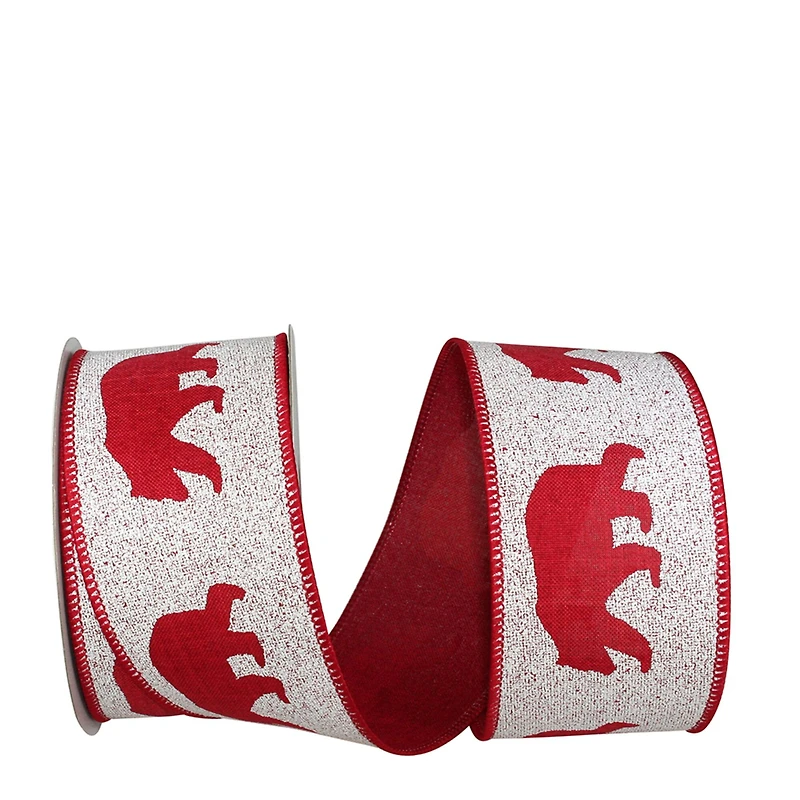 Reliant 2.5" x 10yd. Bear Snowdrift Wired Ribbon, 10yd.