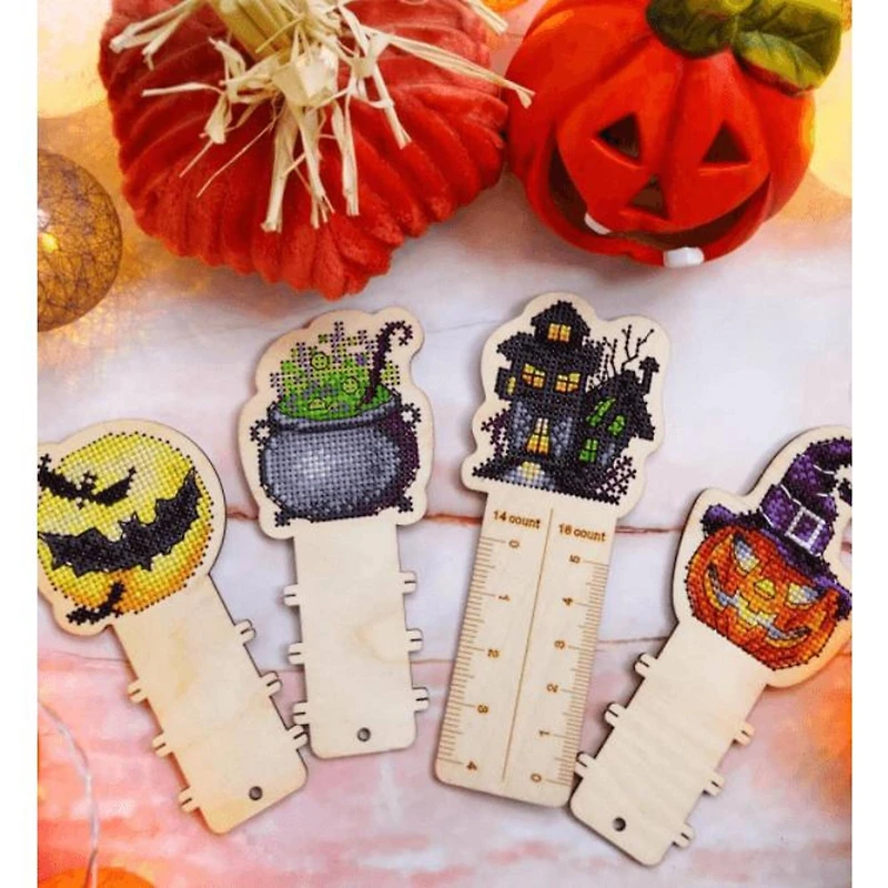 Mp Studia Halloween Cross Stitch on Wood Kit
