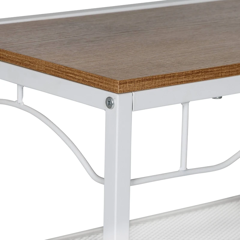 Honey Can Do White/Natural Coat Rack Bench