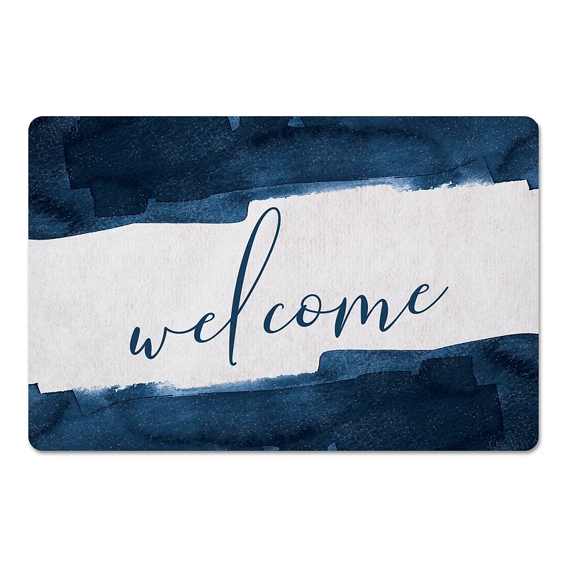 Navy Welcome 27" x 18" Floor Mat