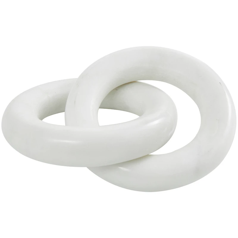 7" White Marble Geometric 2-Link Chain Sculpture