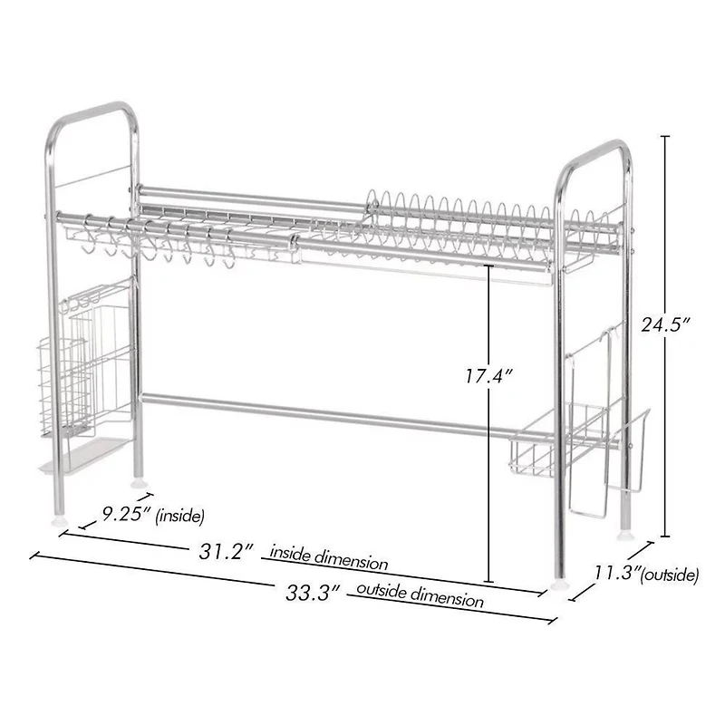 NEX™ Stainless Steel Single Layer Adjustable Dish Rack