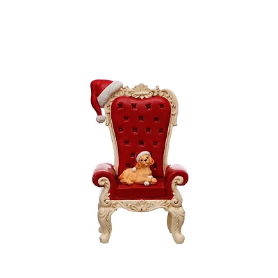 6" Yellow Puppy on Red Tufted Chair Tabletop Décor by Ashland®