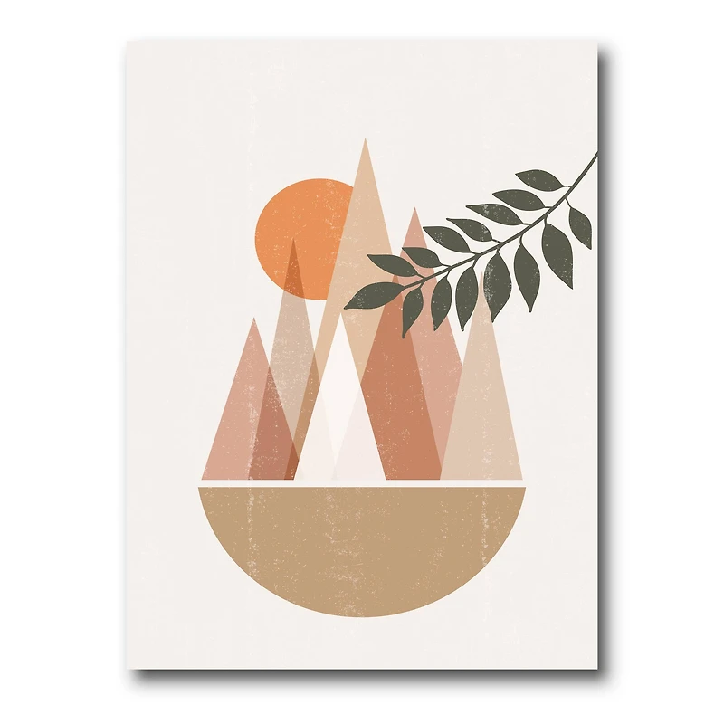 Designart - Abstract Sun and Moon In Mountains II