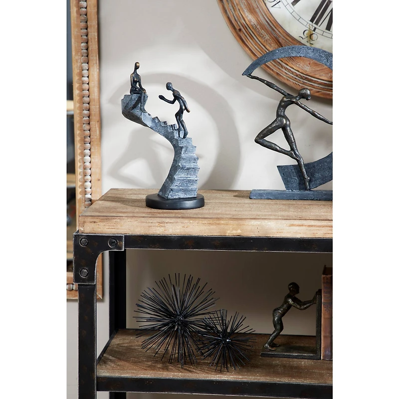 14" Black Modern Couple Sculpture