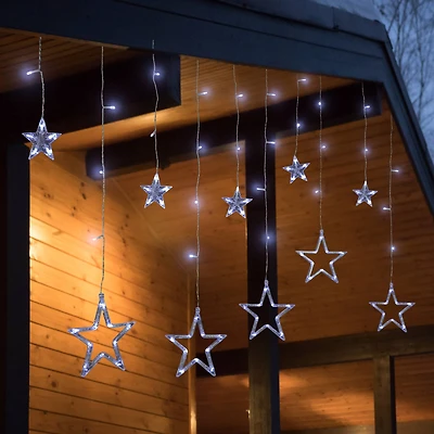 Christmas Stars Icicle Lights - 8.25' - Pure White LED Lights - Clear Wire - 12ct