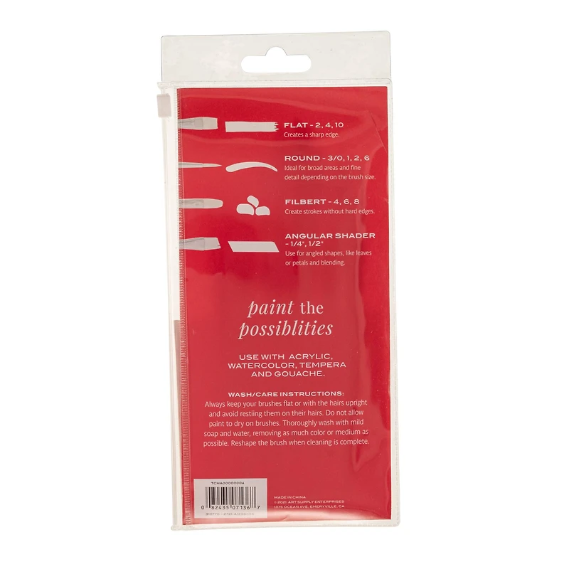 Hello, Artist! Short Handle White Taklon 12 Piece Brush Set