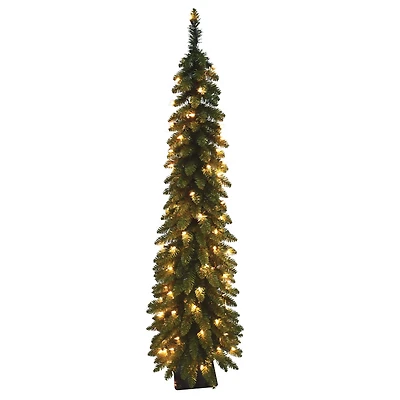 7ft. Pre-Lit Fir Artificial Pencil Christmas Tree, Clear Lights