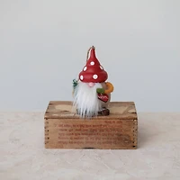 Hello Honey® 4.25" Wood Gnome with Mushroom Hat Ornament