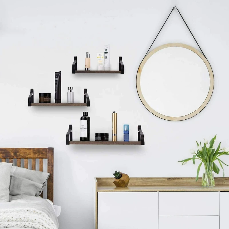 Rustic Wood Floating Wall Shelves Set