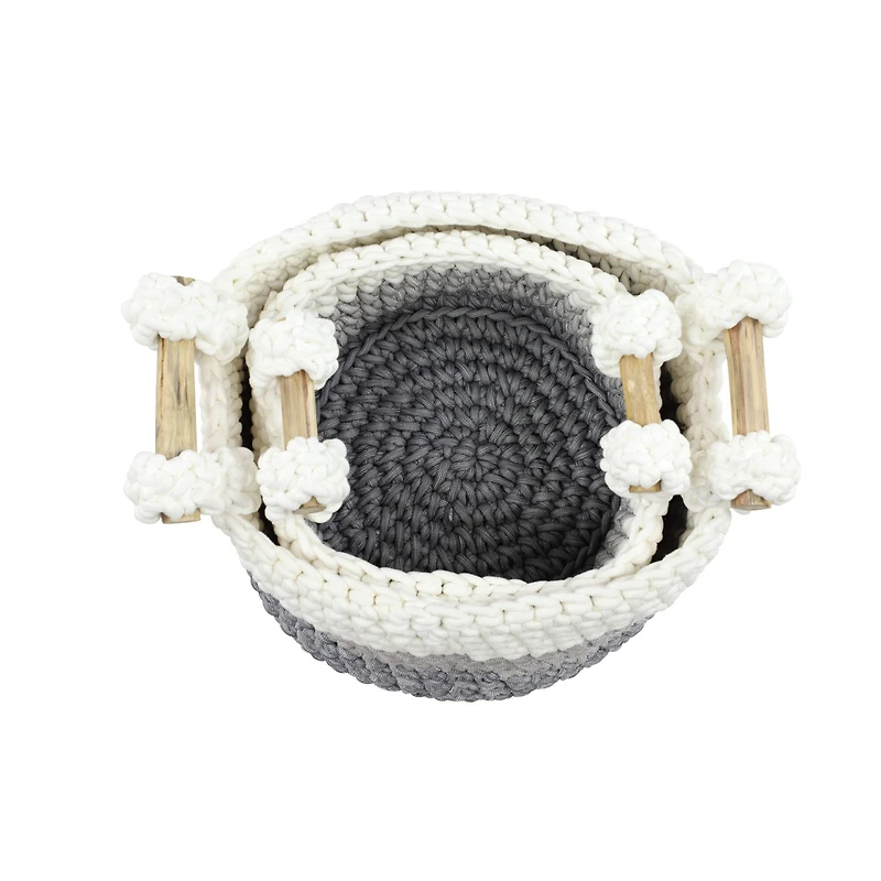 Gray Polyester Country Storage Basket Set