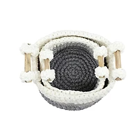 Gray Polyester Country Storage Basket Set