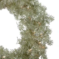 24" Pre-Lit Champagne Artificial Tinsel Christmas Wreath