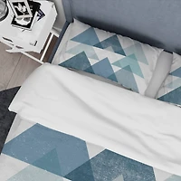 Designart 'minimal Triangles IV Blue' Geometric Bedding Set