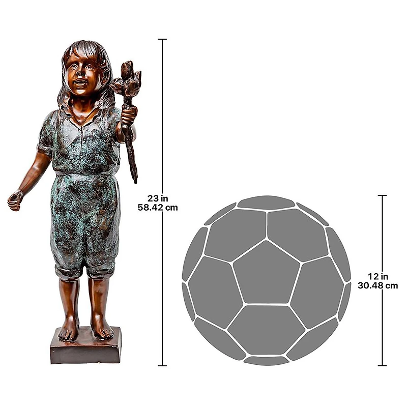 Design Toscano 23" Olivia's Roses Flower Girl Cast Bronze Garden Statue