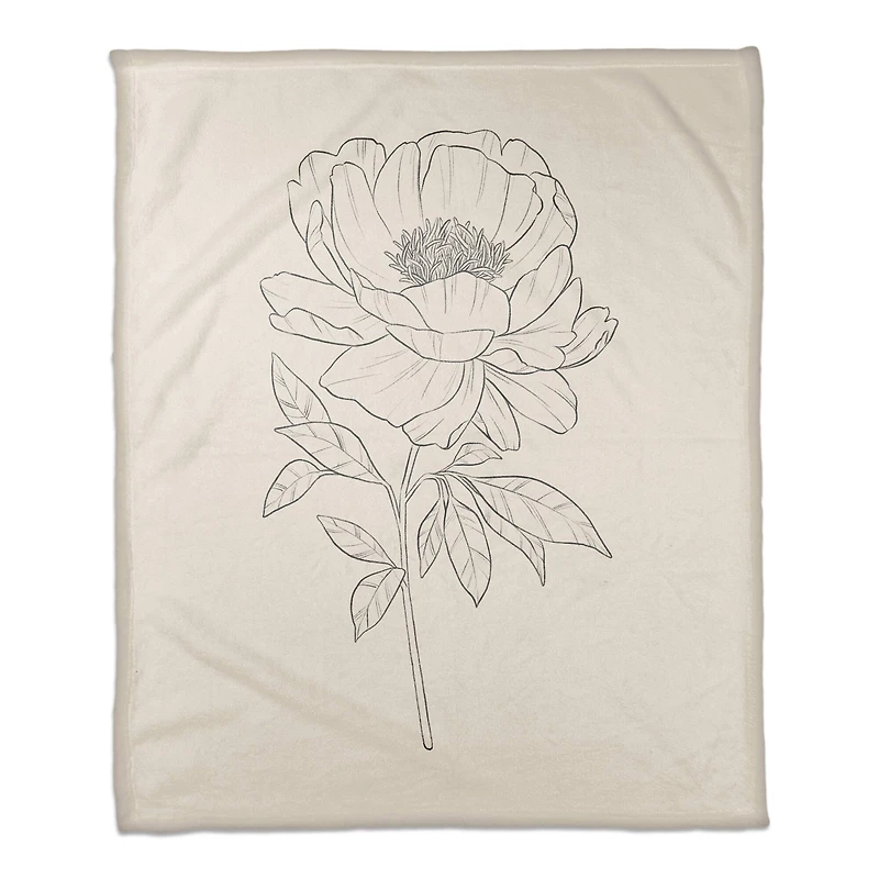 Simple Poppy I 50" x 60" Coral Fleece Blanket