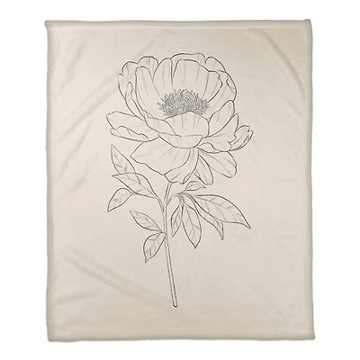 Simple Poppy I 50" x 60" Coral Fleece Blanket