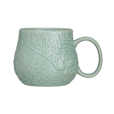 Hello Honey® 16oz. Sage Reactive Glaze Embossed Botanicals Stoneware Mug
