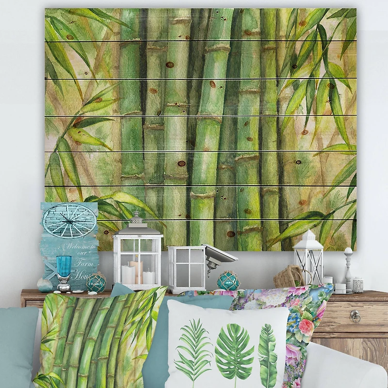 Designart - Bright Green Bamboo Stems