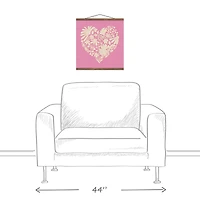 Floral Heart 16" x 16" Teak Hanging Canvas
