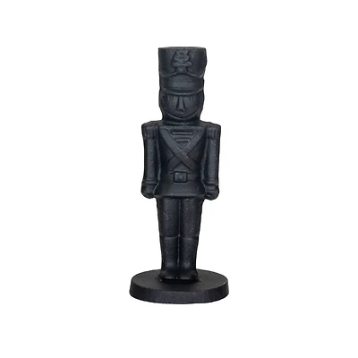 Hello Honey® 7" Black Cast Metal Soldier Taper Candle Holder