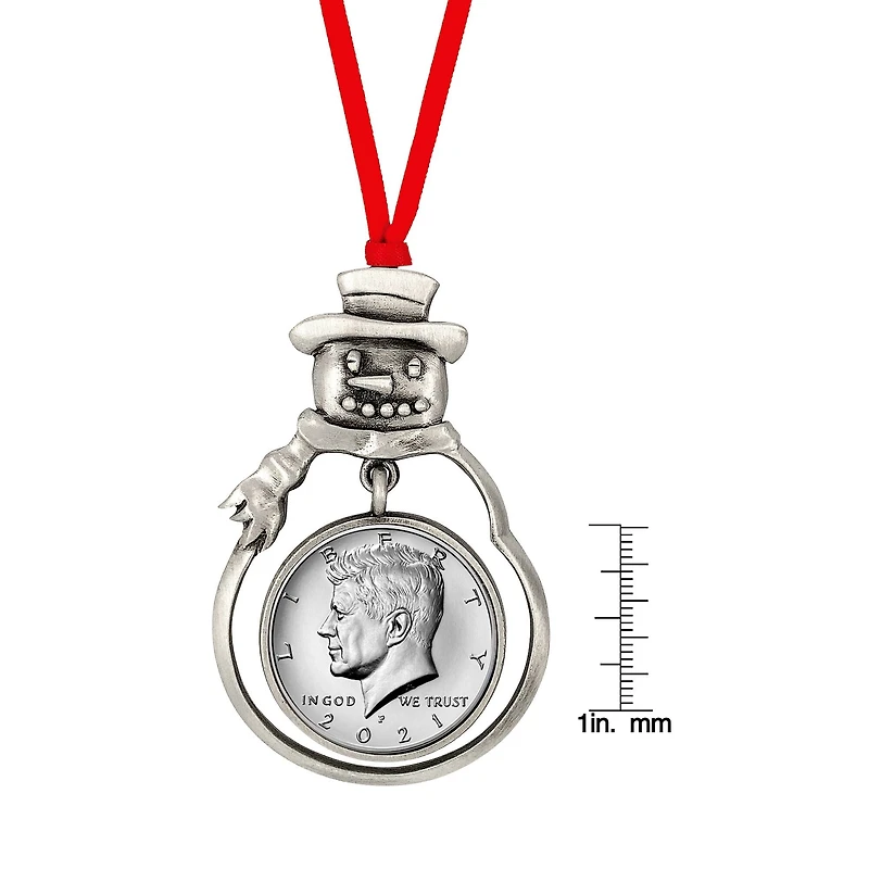 JFK 2021 Half Dollar Snowman Ornament