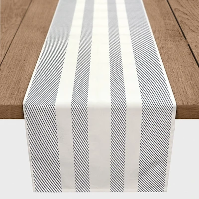 Textured Blue Stripes 16" x 72" Cotton Twill Runner