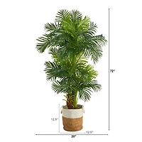 6ft. Hawaii Artificial Palm Tree in Handmade Natural Jute and Cotton Planter