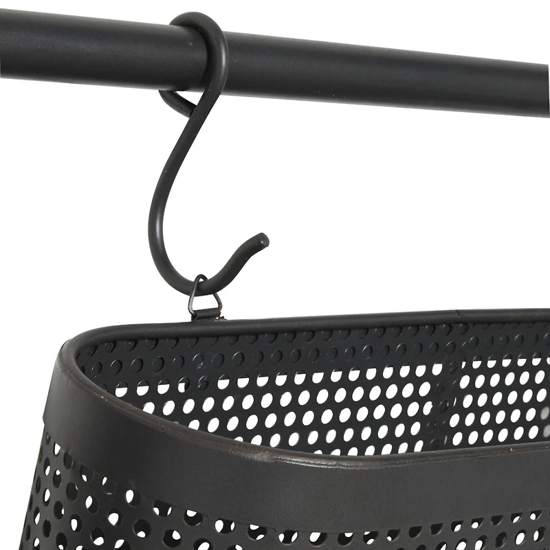 18" Black Metal Industrial Magazine Rack Holder