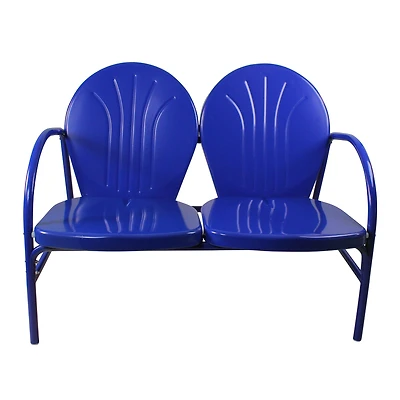 47" Blue Retro Tulip Outdoor Loveseat