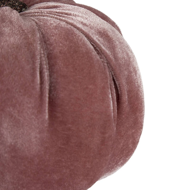 6.25" Pink Velour Pumpkin Fall Harvest Decoration