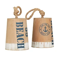 Brown Wood Nautical Buoy Sculpture, Set of 2 11" x 6" x 5"