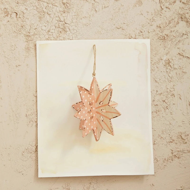 Hello Honey® 5" Pink Paper Mache Snowflake Ornament