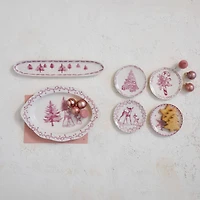 Hello Honey® 12" Pink & Cream Deer & Trees Stoneware Platter