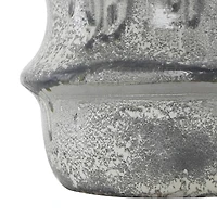 15" Light Gray Textured Paper Mache Fluted Vase with Ring Handle