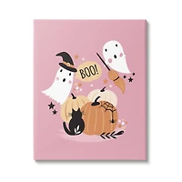 Stupell Industries Pink Boo Halloween Ghosts Canvas Wall Art